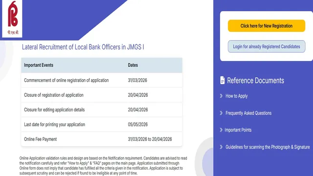 ਪੰਜਾਬ ਐਂਡ ਸਿੰਧ ਬੈਂਕ 'ਚ ਲੋਕਲ ਬੈਂਕ ਅਫ਼ਸਰ ਦੀਆਂ 1 ਹਜ਼ਾਰ ਅਸਾਮੀਆਂ ਲਈ ਅਰਜ਼ੀਆਂ ਸ਼ੁਰੂ, ਗ੍ਰੈਜੂਏਟ ਨੌਜਵਾਨ ਕਰ ਸਕਦੇ ਹਨ ਅਪਲਾਈ