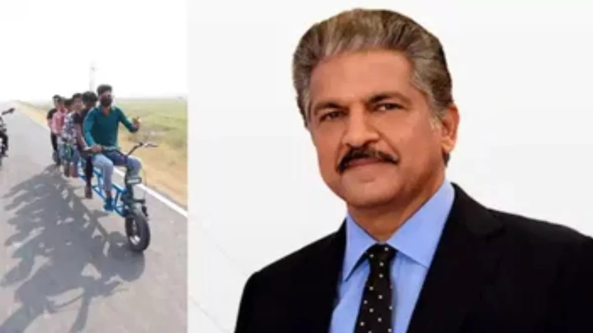 automobile latest news anand mahindra tweet indian boy with 6 seater electric bike