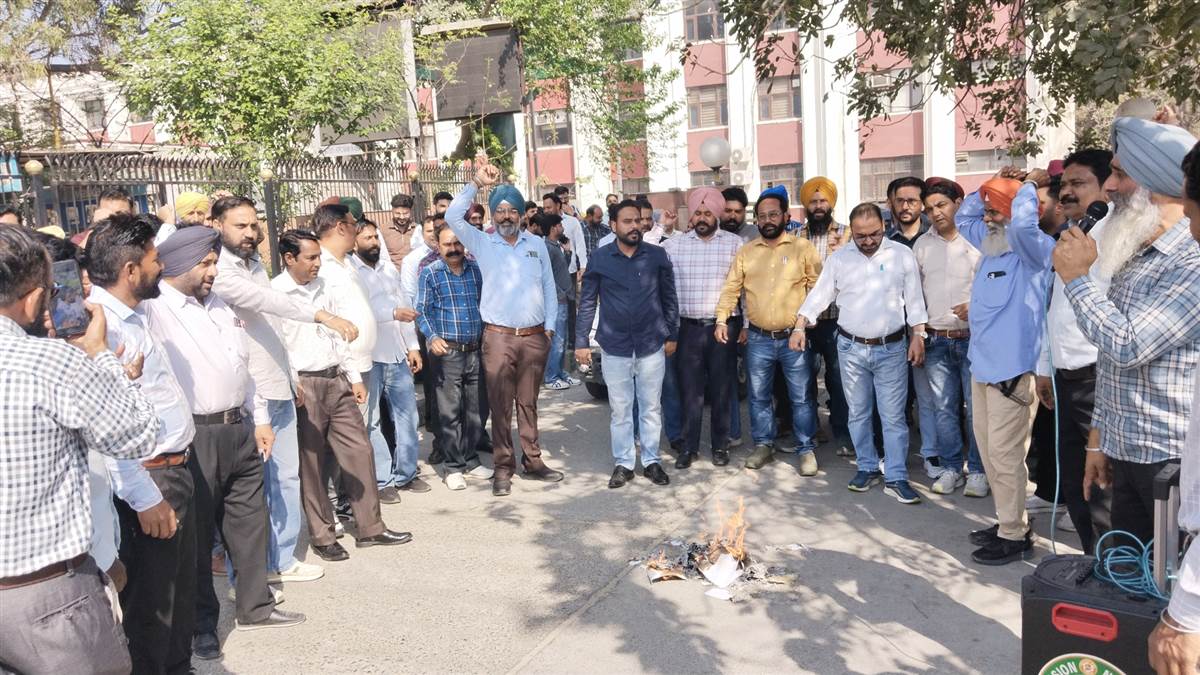 ਜੱਥੇਬੰਦੀਆਂ ਨੇ ਮੁਲਾਜ਼ਮ ਮਾਰੂ ਨੋਟੀਫਿਕੇਸ਼ਨਾਂ ਦੀਆਂ ਕਾਪੀਆਂ ਸਾੜੀਆਂ