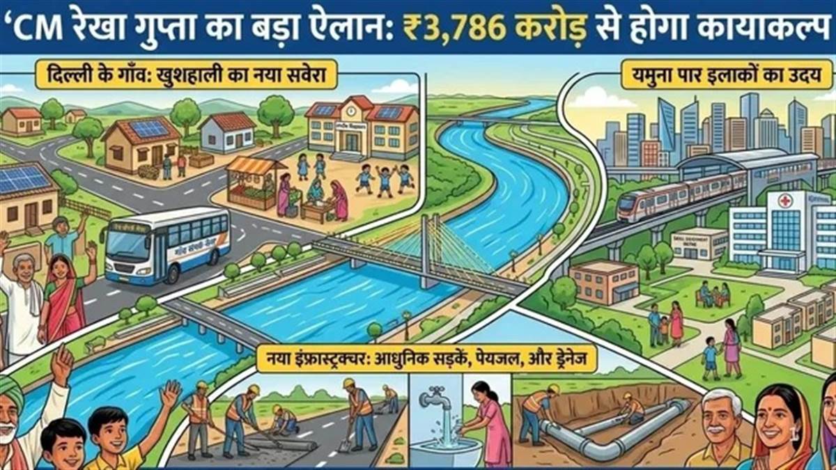 ਮੁੱਖ ਮੰਤਰੀ ਰੇਖਾ ਗੁਪਤਾ ਦਾ ਵੱਡਾ ਐਲਾਨ : ₹3,786 ਕਰੋੜ ਦਿੱਲੀ ਦੇ ਪਿੰਡਾਂ ਤੇ ਯਮੁਨਾ ਪਾਰ ਇਲਾਕਿਆਂ ਦੀ ਹੋਵੇਗੀ ਕਾਇਆਕਲਪ
