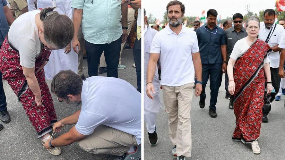 Bharat Jodo Yatra Rahul was seen tying the lace of Sonia Gandhi s shoes Shashi Tharoor said mother is mother