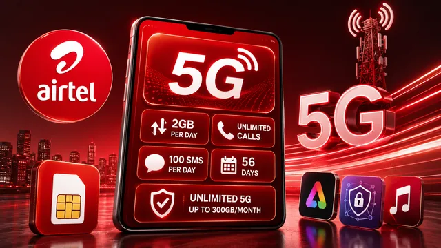 Airtel ਦਾ ਧਮਾਕੇਦਾਰ ਪਲਾਨ! ਸਿਰਫ਼ ਰੋਜ਼ਾਨਾ ਦੇ 12 ਰੁਪਏ ਖ਼ਰਚਣ 'ਤੇ 56 ਦਿਨਾਂ ਲਈ ਪਾਓ ਅਨਲਿਮਟਿਡ 5G ਤੇ 2GB ਡਾਟਾ
