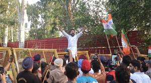 ਭਾਜਪਾ ਵੱਲੋਂ ਕਾਂਗਰਸ ਭਵਨ ਦੇ ਬਾਹਰ ਜ਼ੋਰਦਾਰ ਰੋਸ ਪ੍ਰਦਰਸ਼ਨ