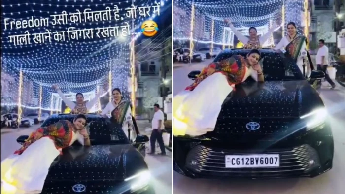 ਚੱਲਦੀ ਕਾਰ ’ਤੇ ਖ਼ਤਰਨਾਕ ਸਟੰਟ, ਬੋਨਟ ’ਤੇ ਲੇਟੀ ਔਰਤ ਤੇ ਦਰਵਾਜ਼ਿਆਂ ਨਾਲ ਲਟਕੀਆਂ ਦੋ ਔਰਤਾਂ; ਵੀਡੀਓ ਵਾਇਰਲ ਹੋਣ ਤੋਂ ਬਾਅਦ ....