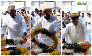 ਆਸਫ਼ਵਾਲਾ ਵਾਰ ਮੈਮੋਰੀਅਲ ਵਿਖੇ ਪੁੱਜੇ ਅਰਜੁਨ ਰਾਮ ਮੇਘਵਾਲ, ਸੁਨੀਲ ਜਾਖੜ ਤੇ ਕੇਵਲ ਸਿੰਘ ਢਿੱਲੋਂ; ਦੇਸ਼ ਦੇ ਸ਼ਹੀਦਾਂ ਨੂੰ ਕੀਤਾ ਨਤਮਸਤਕ