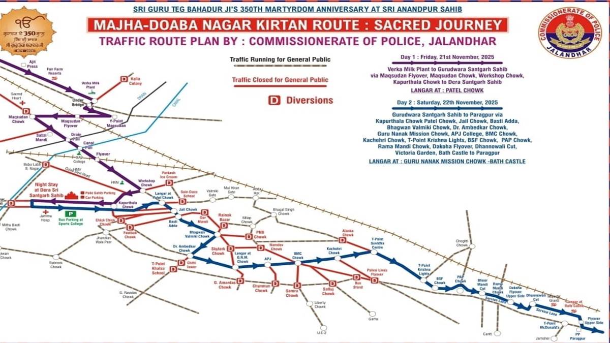 ਸ਼ਹੀਦੀ ਨਗਰ ਕੀਰਤਨ ਲਈ ਰੂਟ ਪਲਾਨ ਜਾਰੀ