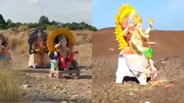 ਪਾਣੀ ਦੀ ਥਾਂ ਰੇਤ ’ਚ ਹੋਇਆ ਬੱਪਾ ਦਾ ਵਿਸਰਜਨ! ਸੁੱਕ ਗਈ ਪੂਰੀ ਨਦੀ, ਤਸਵੀਰਾਂ ਨੇ ਕੀਤਾ ਭਾਵੁਕ