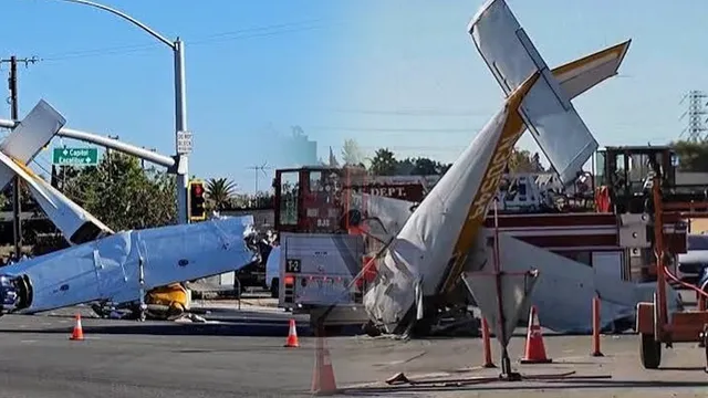 Plane Crash in California: ਸਟ੍ਰੀਟ ਲਾਈਟ ਦੇ ਖੰਭੇ ਨਾਲ ਟਕਰਾ ਕੇ ਸੜਕ ’ਤੇ ਮੂਧੇ ਮੂੰਹ ਡਿੱਗਿਆ ਜਹਾਜ਼, 24 ਘੰਟਿਆਂ 'ਚ ਵਾਪਰੀ ਦੂਜੀ ਘਟਨਾ