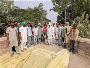 ਪਿੰਡ ਪੂਹਲੀ ਵਿਖੇ ਨਹਿਰੀ ਪੁਲ ਢਾਹੁਣ ਦੇ ਵਿਰੋਧ ’ਚ ਧਰਨਾ