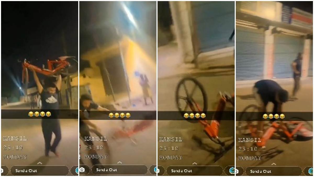 In Chandigarh youths slammed and smashed smart city bicycle video was also made police arrested a minor