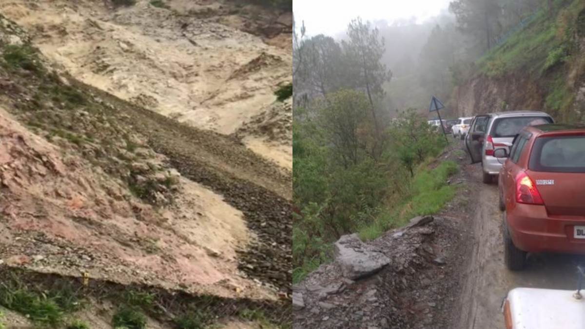 Landslide caused by rain on Badrinath Kedarnath highway long queues of vehicles