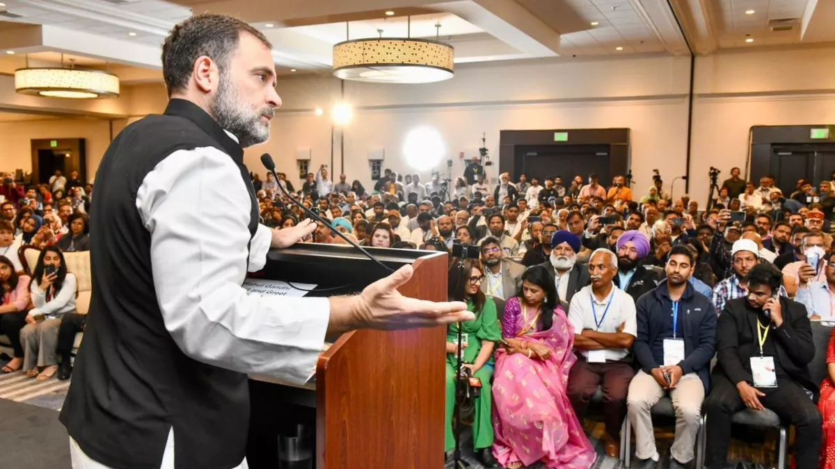 world america rahul gandhi in us khalistani flags waved in congress leader program bjp said the fire of hatred is still burning