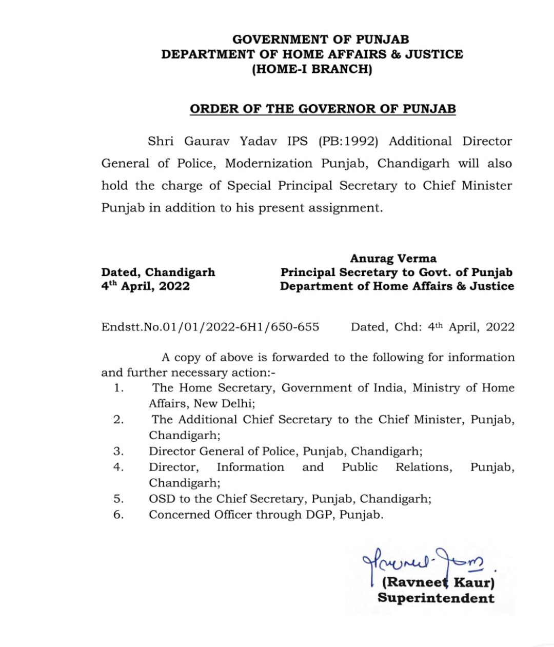 Senior Ips Officer Appointed Special Principal Secretary To Bhagwant 5415